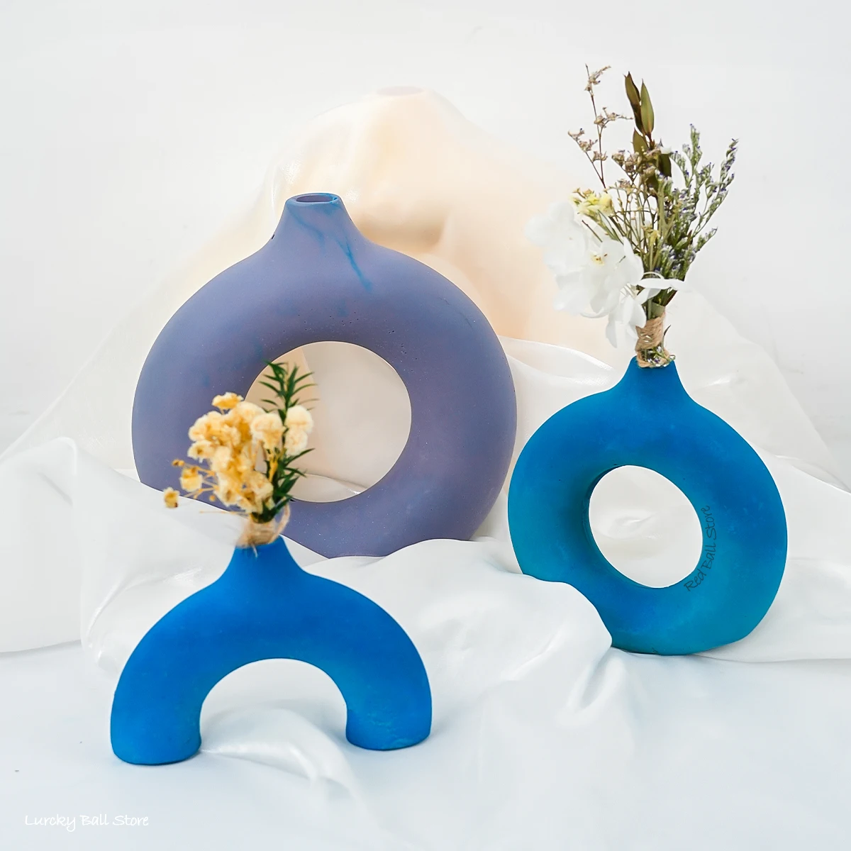 Nordic Round Hollow Vase Silicone Mold DIY Circle Donut Shape Plaster Flower Pot Living Room Interior Decor Home Crafts Tools