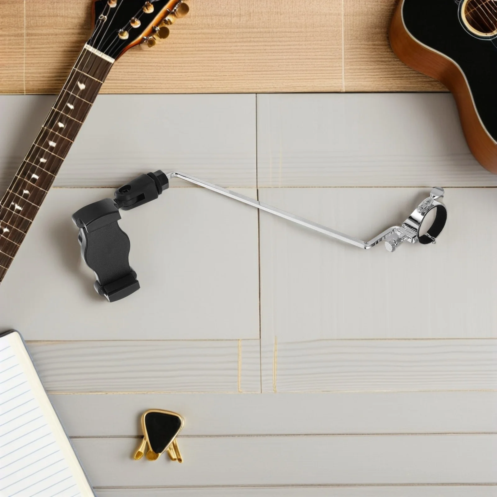 

Universal Phone Mount Clamp Adjustable Metal Long Arm Holder for Clarinet Saxophone Woodwind Music Performance