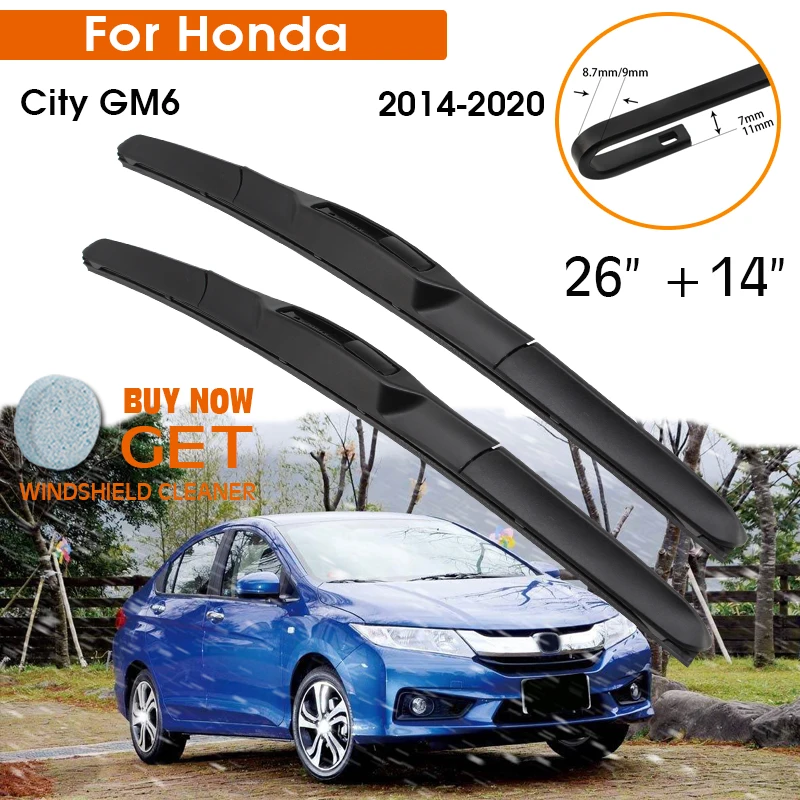 

Car Wiper Blade For Honda City GM6 2014-2020 Windshield Rubber Silicon Refill Front Window Wiper 26"+14" LHD RHD Accessories