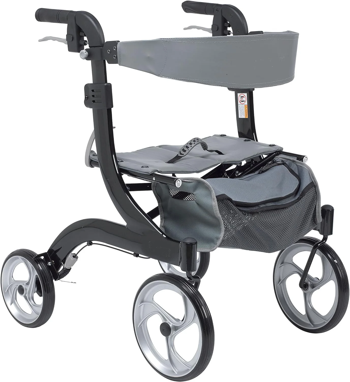 Drive Medical For RTL10266BK-H Nitro Aluminum Rollator, Hemi Height, 10 Inch Casters