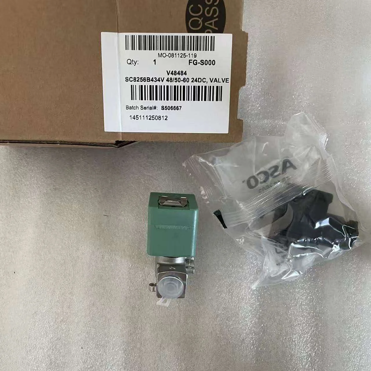 SC8256B434V 24DC, American ASCO, solenoid valve, 1/4'NPT thread
