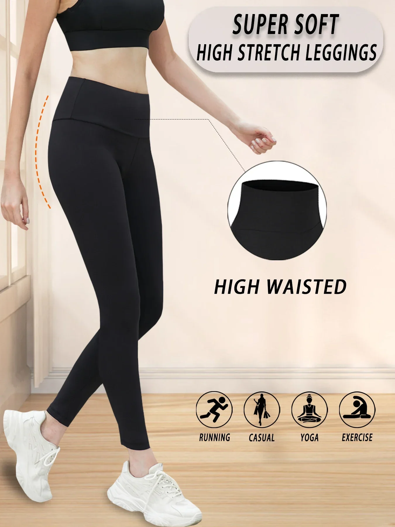 เลกกิ้งออกกำลังกายโยคะวิ่งกีฬาเอวสูงเนื้อผ้านุ่มพิเศษสำหรับผู้หญิง 5 ชิ้น ช่วยกระชับหน้าท้อง ไม่บางมองทะลุได้ ยกกระชับสะโพก เหมาะสำหรับฟิตเนสและยิม