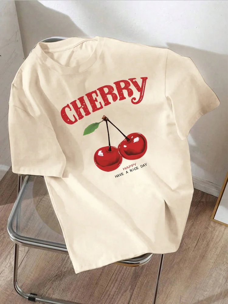 Trendy Coquette Cherry T-Shirts Kawaii Y2k Aesthetic Graphic Tees Cute Vintage T Shirt Short Sleeve Cotton Women Clothing Y2K