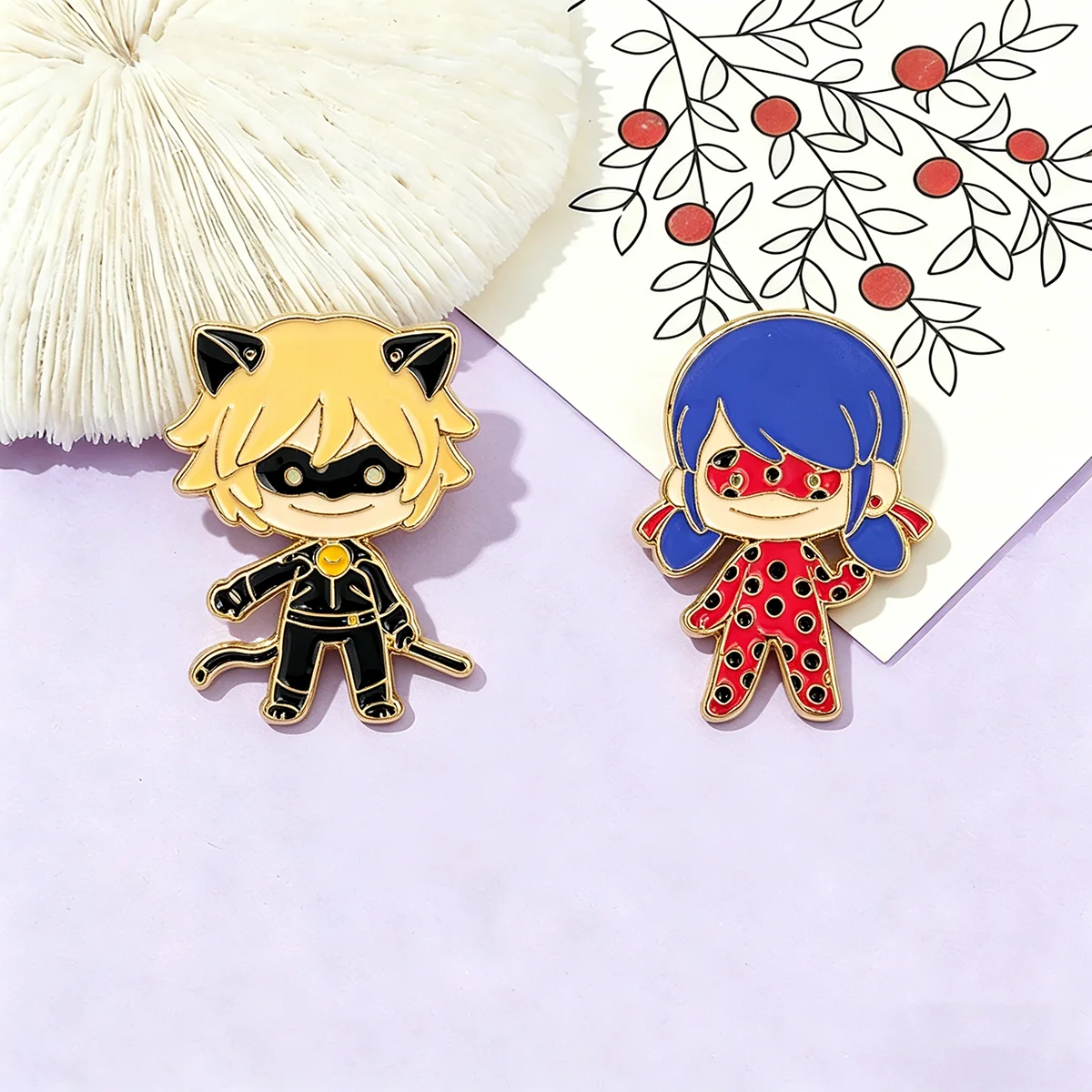 2Pcs/Set Anime Cartoon Character Enamel Brooch Cute Funny Metal Badge Backpack Lapel Pin Cosplay Jewelry Accessories Fan Gift image 2