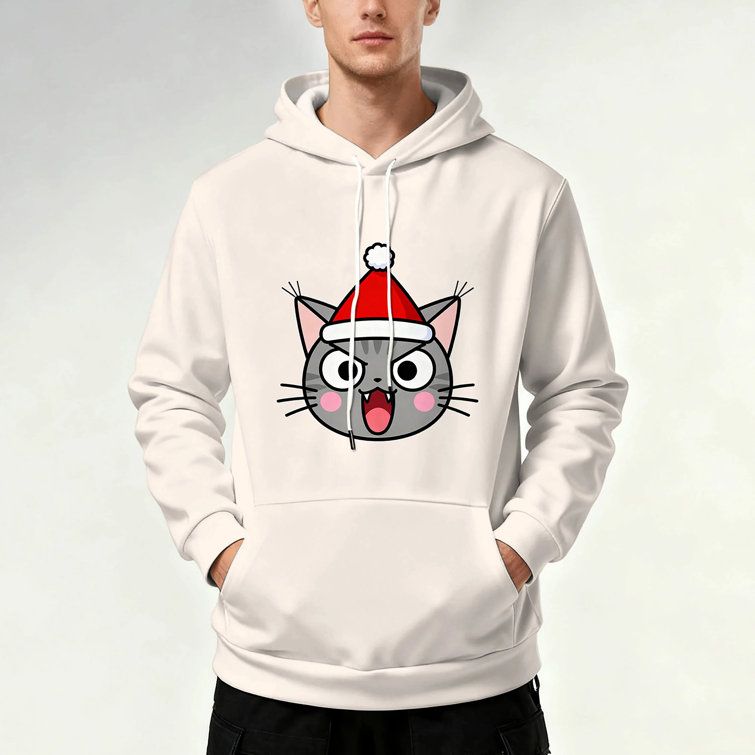 New Autumn/Winter Men's Printed Hoodie with Christmas Elements, Festive & Ritualistic, Stylish, Trendy, Perfect for Daily Wear,