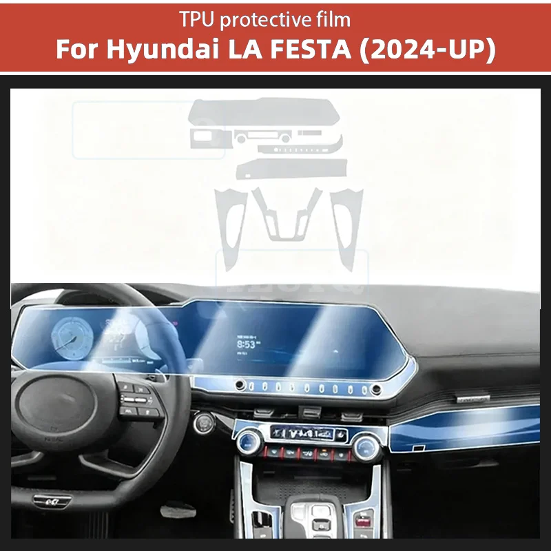 

For HYUNDAI LA FESTA 2024 2025 Anti-scratch Car Interior Center Console Media Dashboard Navigation TPU Protector Film Sticker