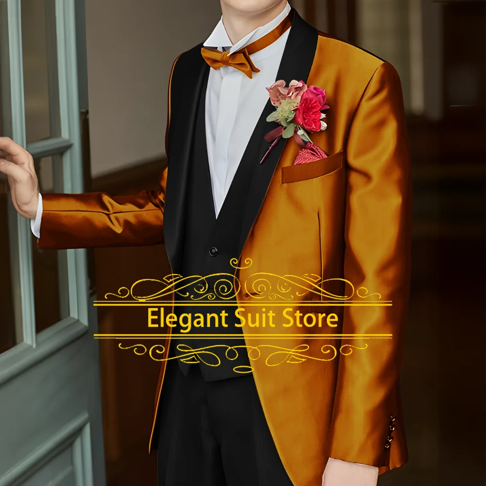 Male Suit Groom Tuxedo Party Suit Slim Fit Business Casual Jacket Sets 3 Piece Coustime (Blazer+Vest+Pants)