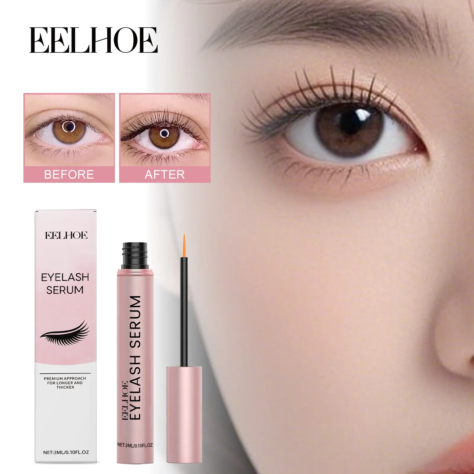 EELHOE Siero per estensione ciglia Agente per la crescita delle sopracciglia a lunga durata Miglioramento delle ciglia Trattamento più lungo per il siero per la crescita delle ciglia