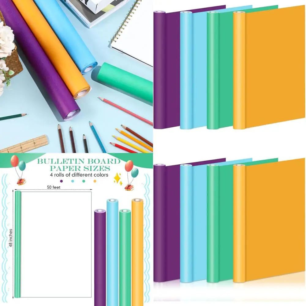

Красочный устойчивый к выцветанию набор рулонов бумаги 48 x 50 футов для искусства, досок объявлений и украшений для классной комнаты