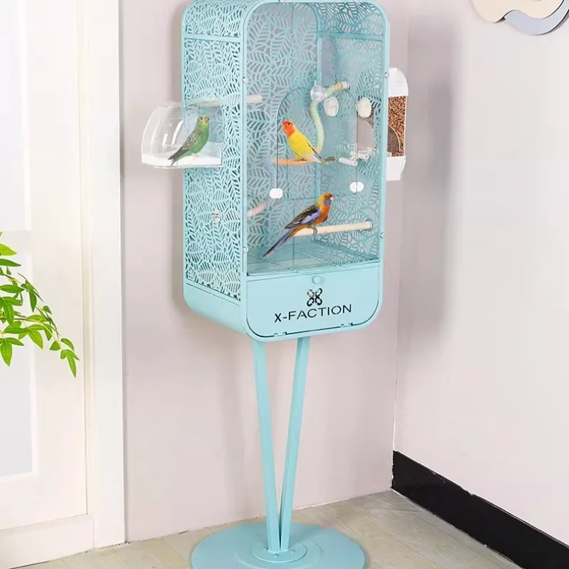 

Роскошная большая клетка-особняк для попугаев, премиальный домик для птиц с защитой от разлетающихся перьев для корелл и волнистых попугаев, просторный дизайн со стойкой для дома