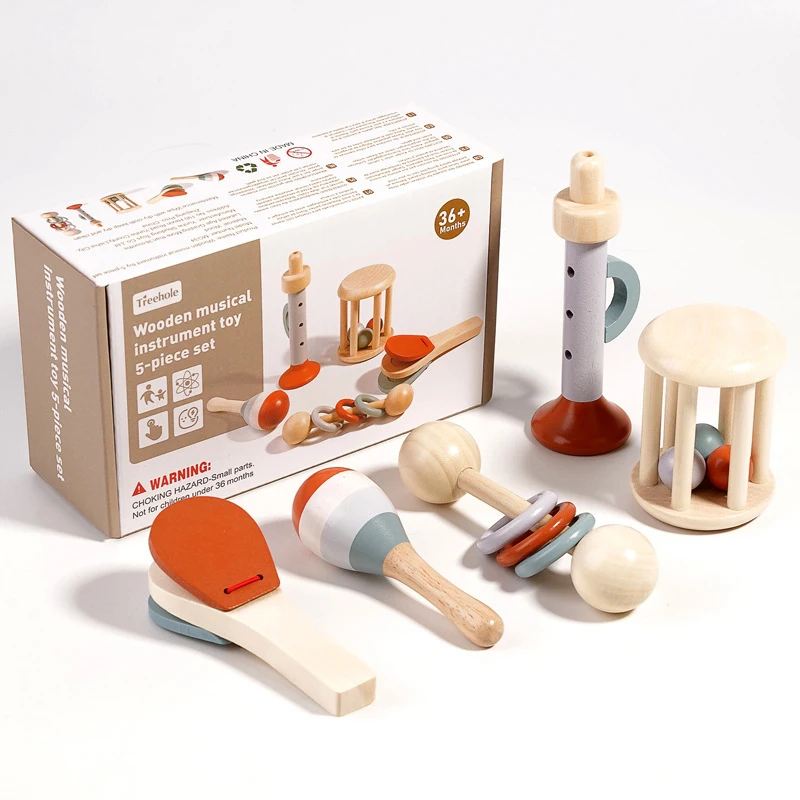 5Pcs Baby Musical Instruments Sensory Rattle Toys Early Educational Baby Musical Montessori Toys Birthday Gifts For Kids
