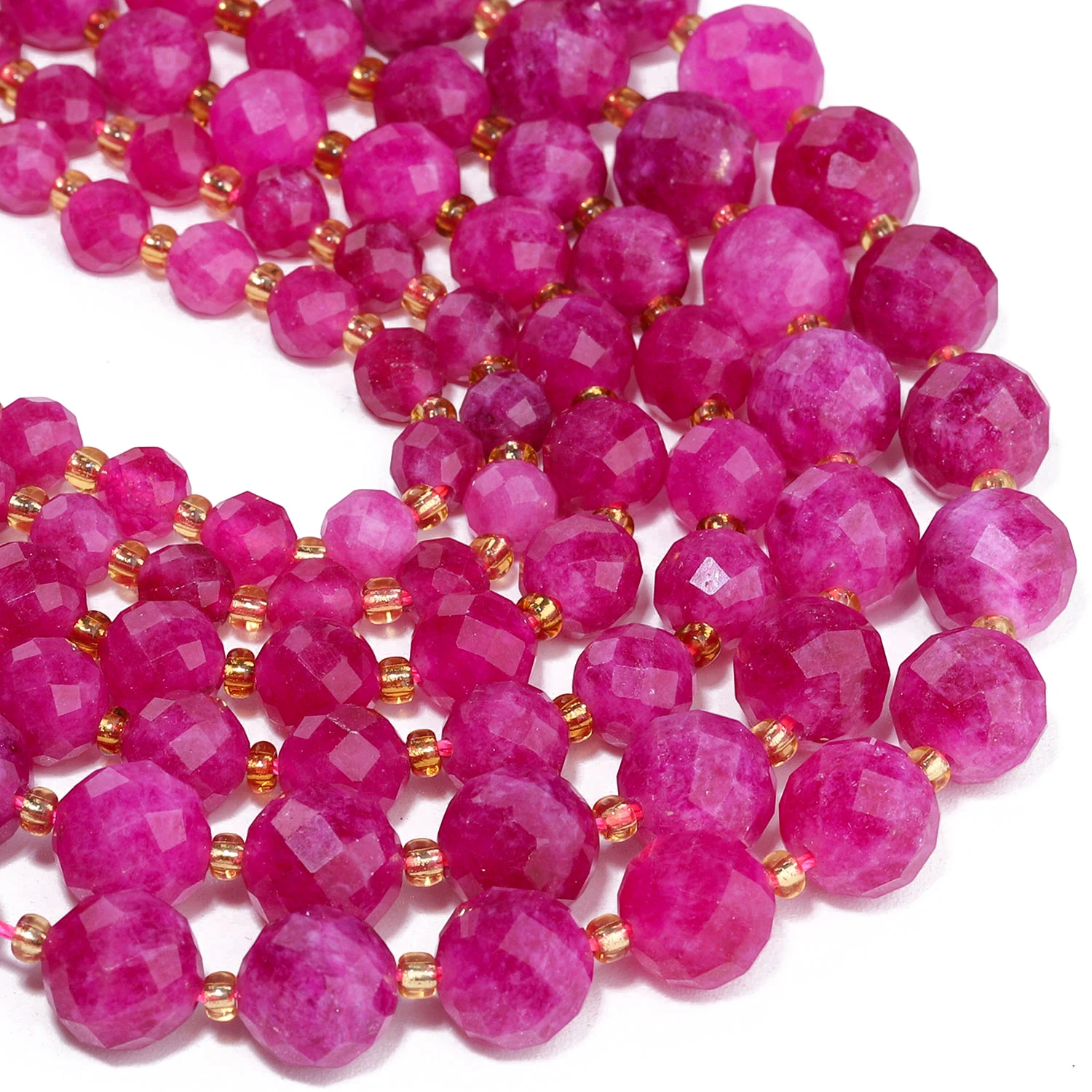 6 8 10mm Pink Tourmaline Faceted Round Beads DIY Jewelry Making Artisan Beadwork Creative Crafting Necklace Bracelet Accessories