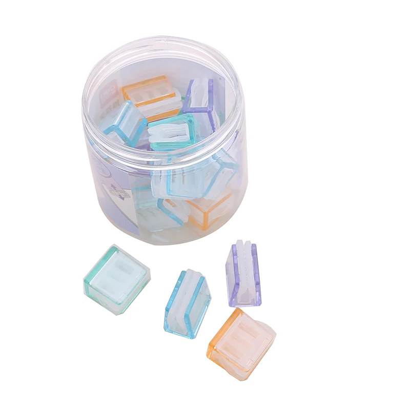 20pcs Candy Color Transparent Push Paperclip Pusher Papers Test Fils Storage Clip Index Page Clamp Office Binding Stationary