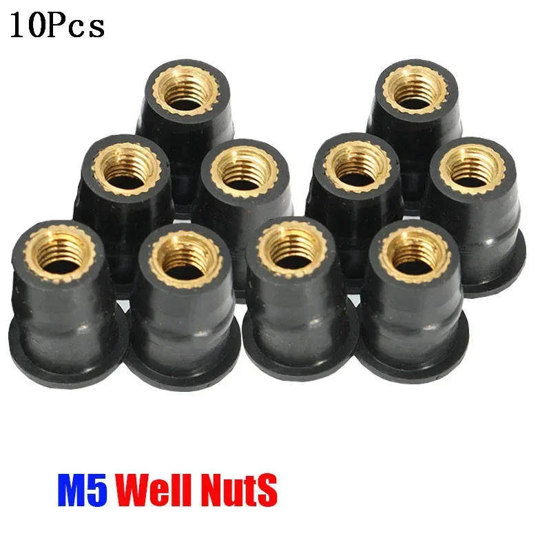 10Pcs M5 5mm Metric Rubber Well Nuts Windscreen Windshield Fairing Cowl Fastener For Honda For Suzuki Auto Motorbike Off-road