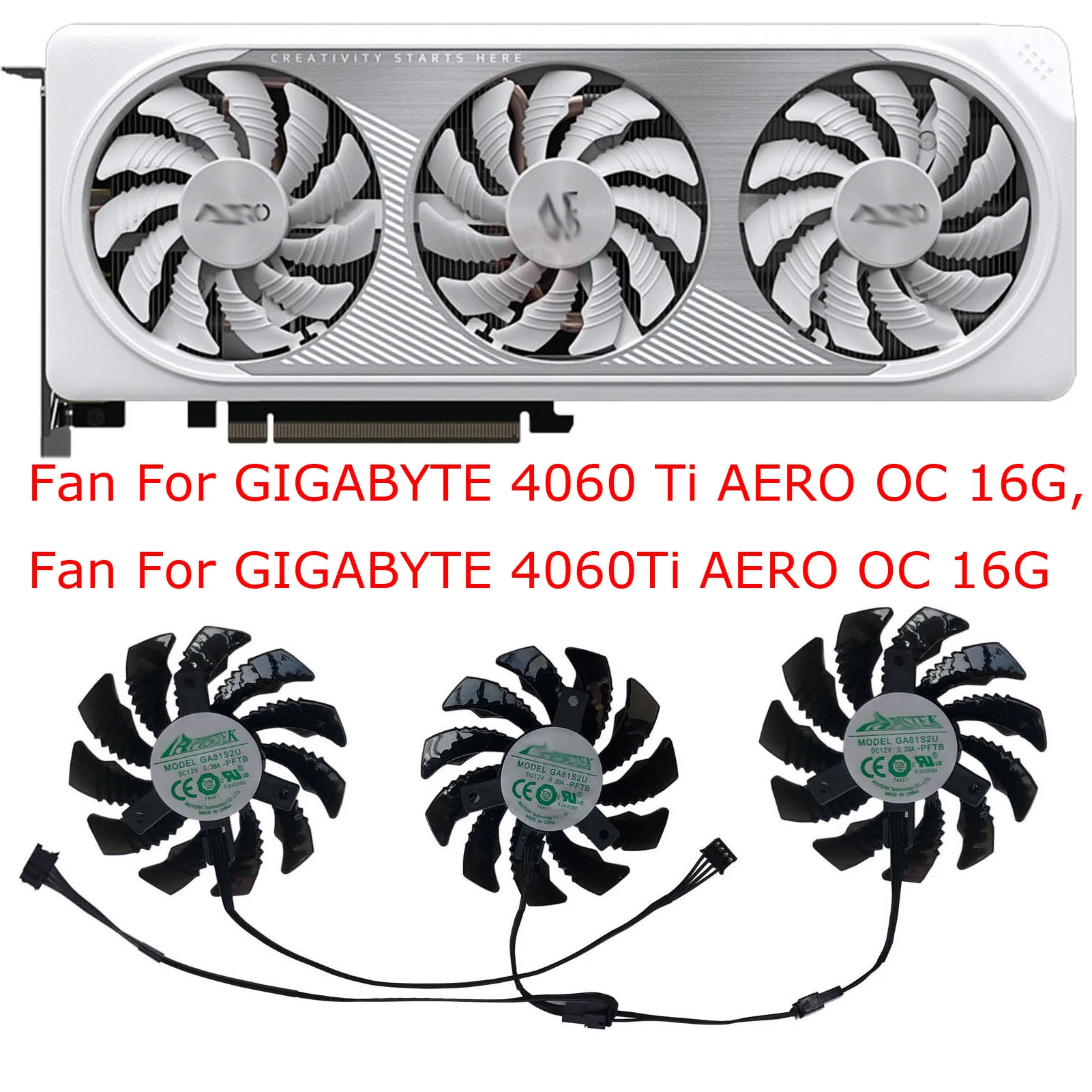 GPU Video Graphics Fan,For GIGABYTE RTX 4070S 4070Ti 4070 SUPER EAGLE,For GIGABYTE 4060 4060Ti GAMING,3Pcs/Set,GA81S2U,T128010SU