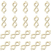 20pcs Golden Infinity Charms 18K Gold Plated Jewelry Connector Charms Brass Links Infinity Symbol Charm Pendants Circle Frames