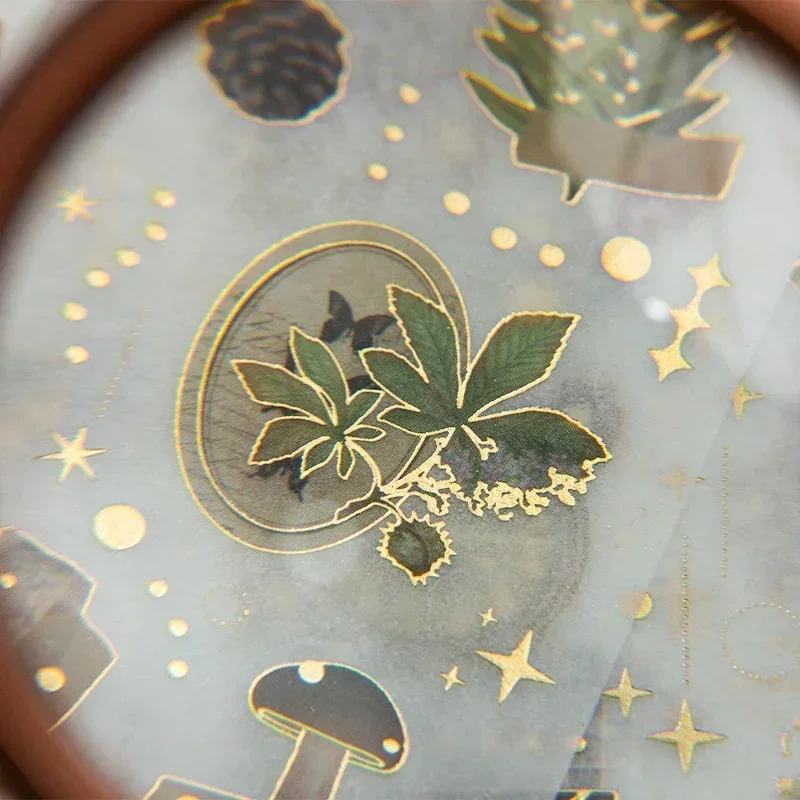 8 fogli di forniture decorative adesivi albero farfalla oro scrapbooking pianta fungo illustrazione fresca materiale abbronzante 21 * 8 cm