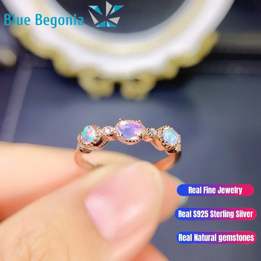 Natural Australian Opal Ring 3mm*4mm 3*3mm Gemstone Jewelry Rings for Women Wedding Engagement Gift