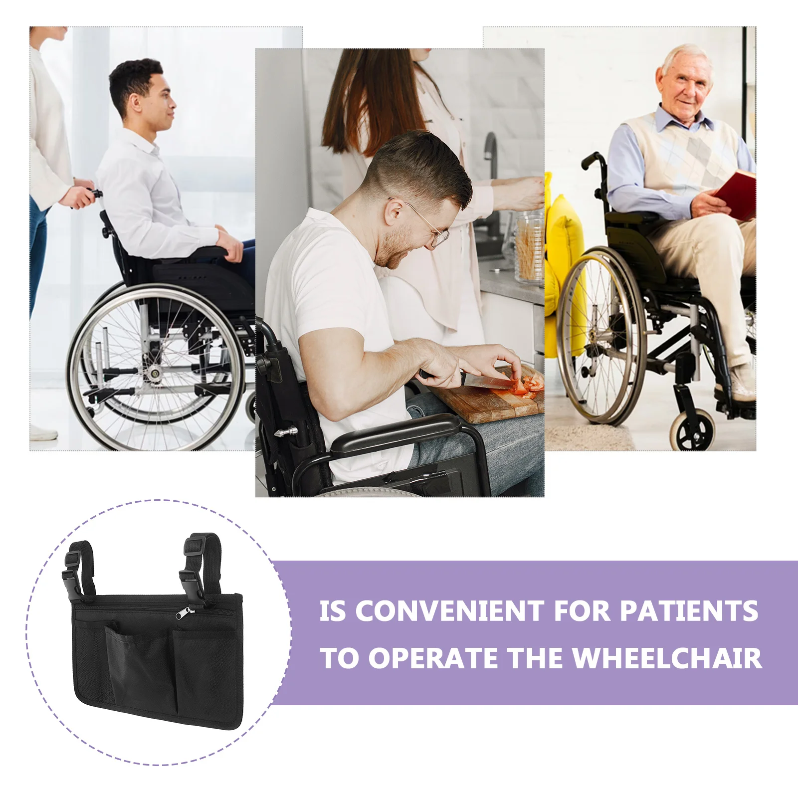 

Oxford Cloth Wheelchair Side Storage Bag Hanging Pouch with Straps for Walker Senior Accessories Practical Wheelchair Armrest