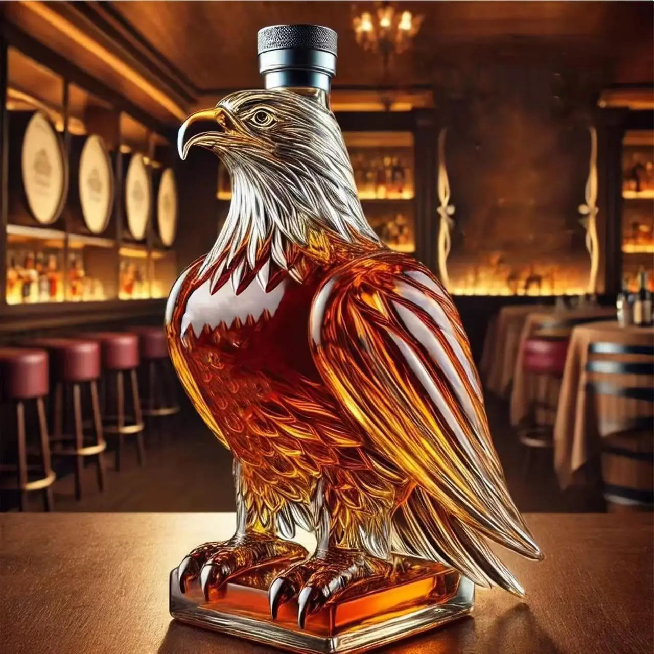 Eagle Shaped Whiskey Decanter Clear Glass Liquor Bottle Airtight Sealed Novelty Bird Craft Tabletop Home Bar Decor Ornament Gift
