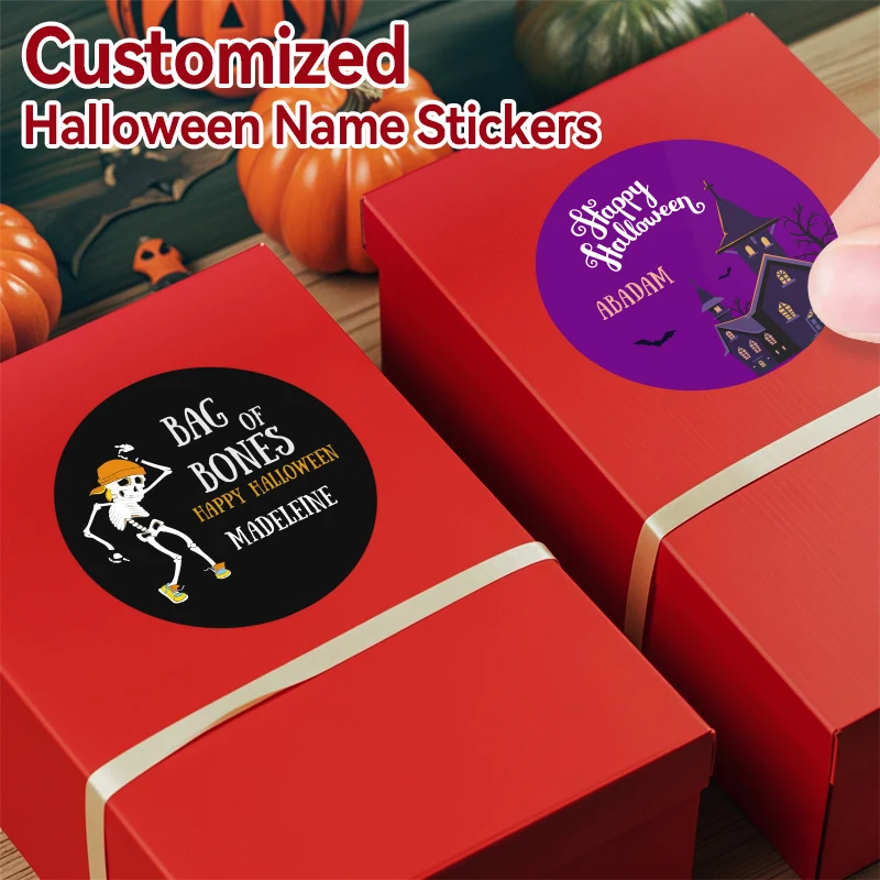 

Пользовательские наклейки на Хэллоуин - персонализированные наклейки на Хэллоуин для детей для кофейных кружек, тетрадей, пеналов, школьной сумки, вечеринок Fa