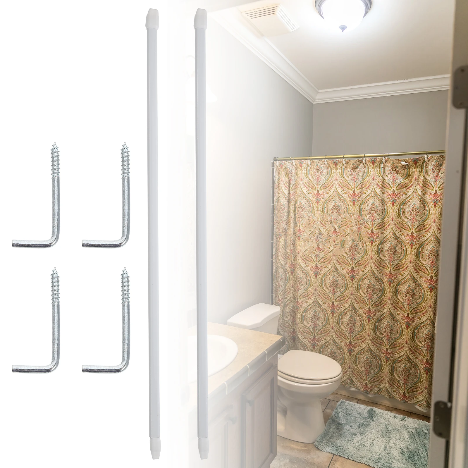 

Curtain Rod Telescopic Hole free Tension Shower Closet Door Clothing Drying Strong Load bearing Adjustable Easy Installation