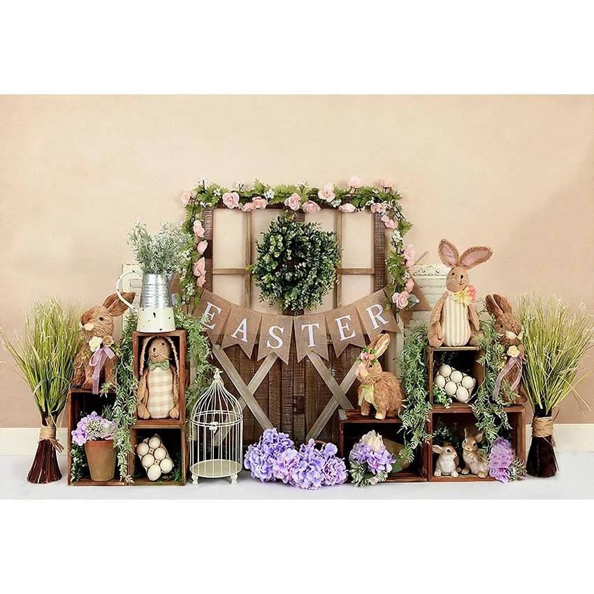 Mehofond กระต่าย1st Birthday Party การถ่ายภาพพื้นหลังฤดูใบไม้ผลิอีสเตอร์กระต่ายแครอททารกแรกเกิดเด็กฉากหลัง Photo Studio Props