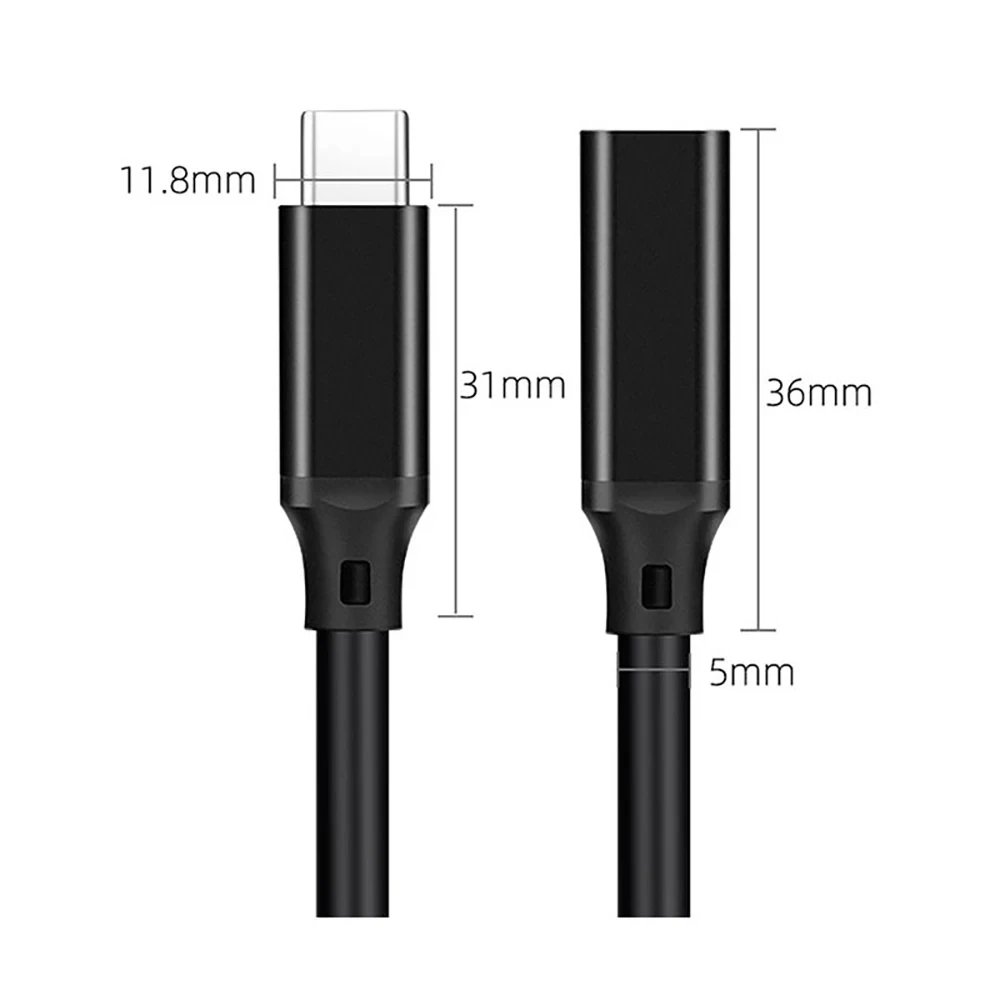 USB C Extension 3.1Gen2 Cable Male to Female USB C Extender Cord Data Transfer SSD Hard Disk Cable PD100W 4K 20V 5A Charge Cable