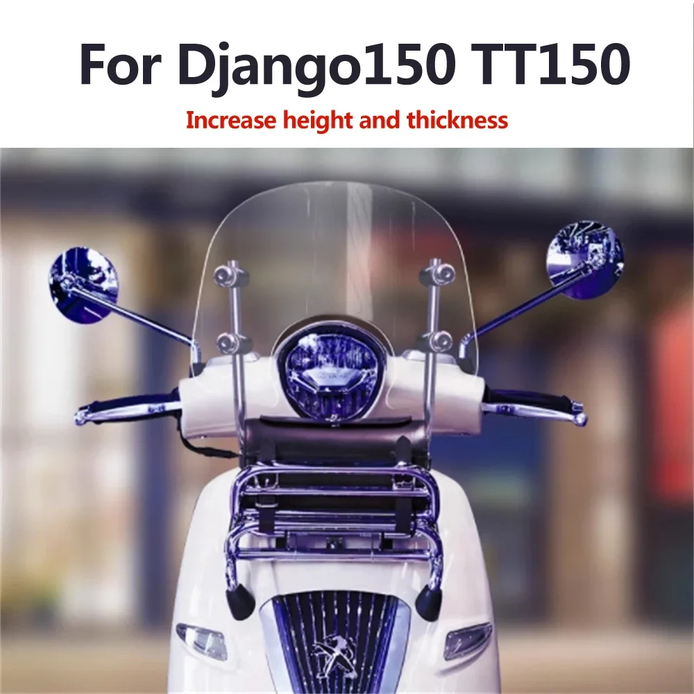 

For Peugeot Django150 TT150 Motorcycle Windshield Modification Django 150 Front Windshield Thickened and Raised Windshield