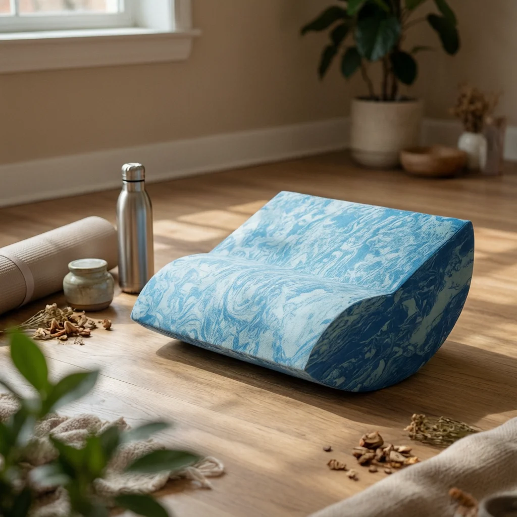 2 Pieces Fitness Block with Pad Nonslip Rocker Block Foam Balance Pad Slip-Resistant Calf Stretcher Cushioned for Yogis