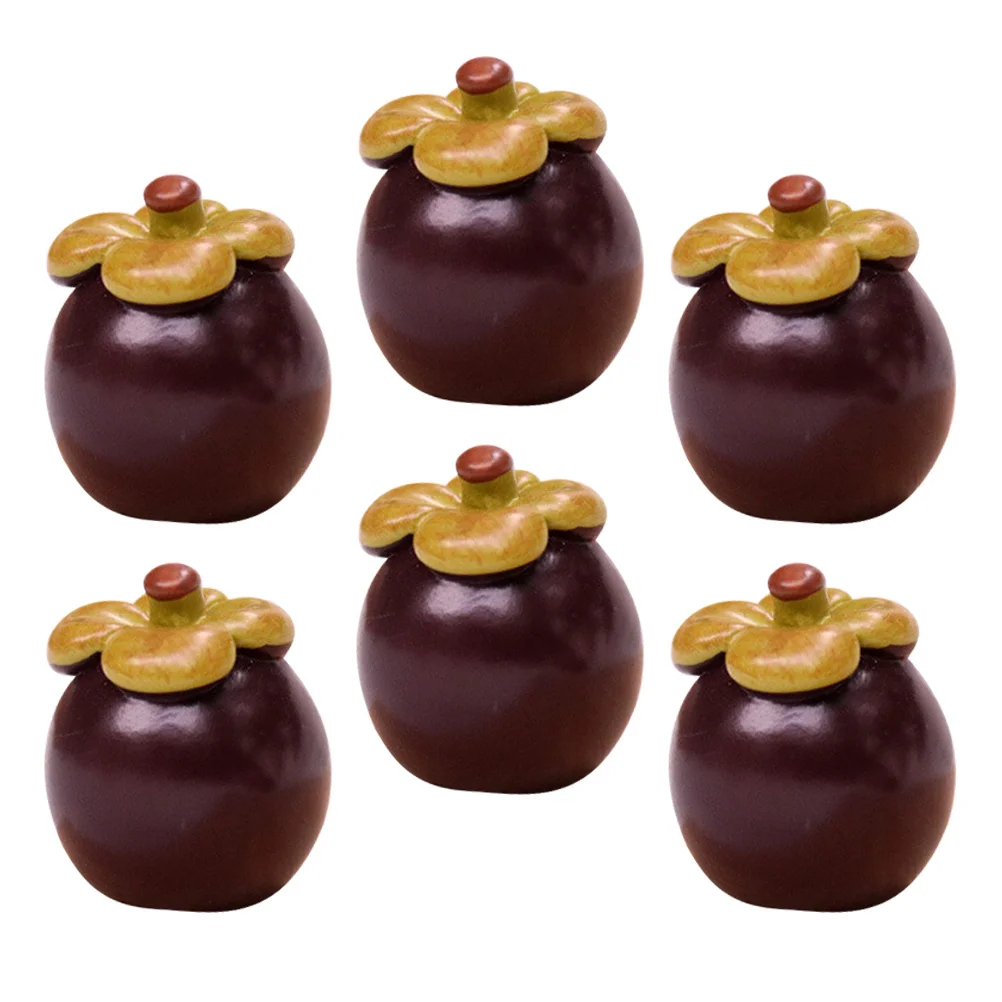 

6Pcs Miniature Resin Mangosteen Fake Fruit Decor Realistic Mini Fruit Props for Home Scene Layout Photo Display