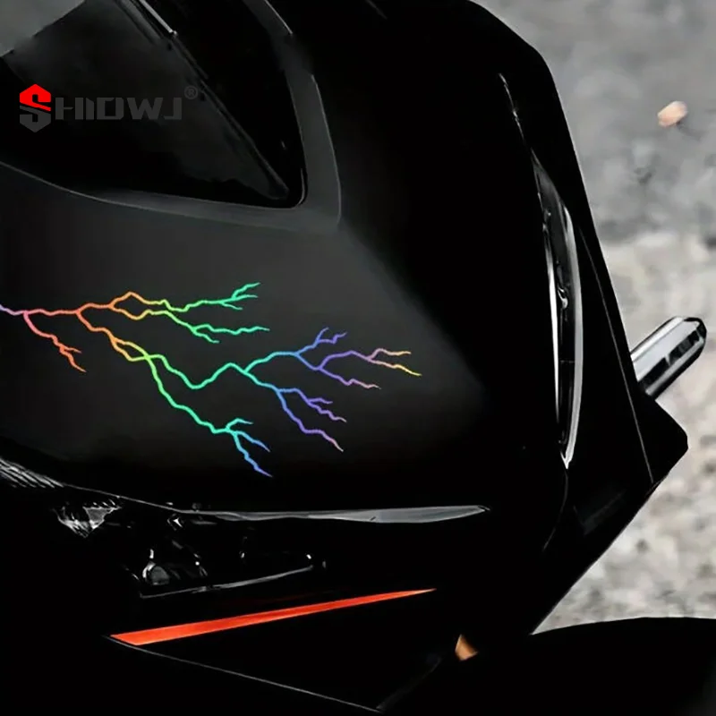 Crack Lightning Creative Motorcycle Sticker For DIY Motorbike Front Fairing Fuel Tank Helmet Vinyl Decals Scooter Decoration