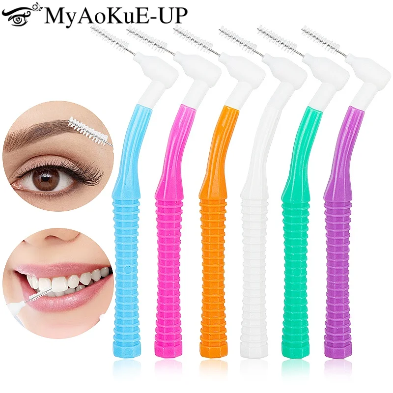 10pcs L-Shape Interdental Brush Wire Orthodontic Interdental Brush Orthodontic Toothbrush Soft Bristle Oral Care Makeup Tool