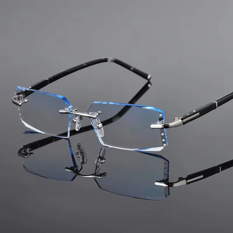 EAGWOO Pure Titanium Eyeglasses Crystal Cutting Frame 2052 Prescription Glasses High Grade Business Use