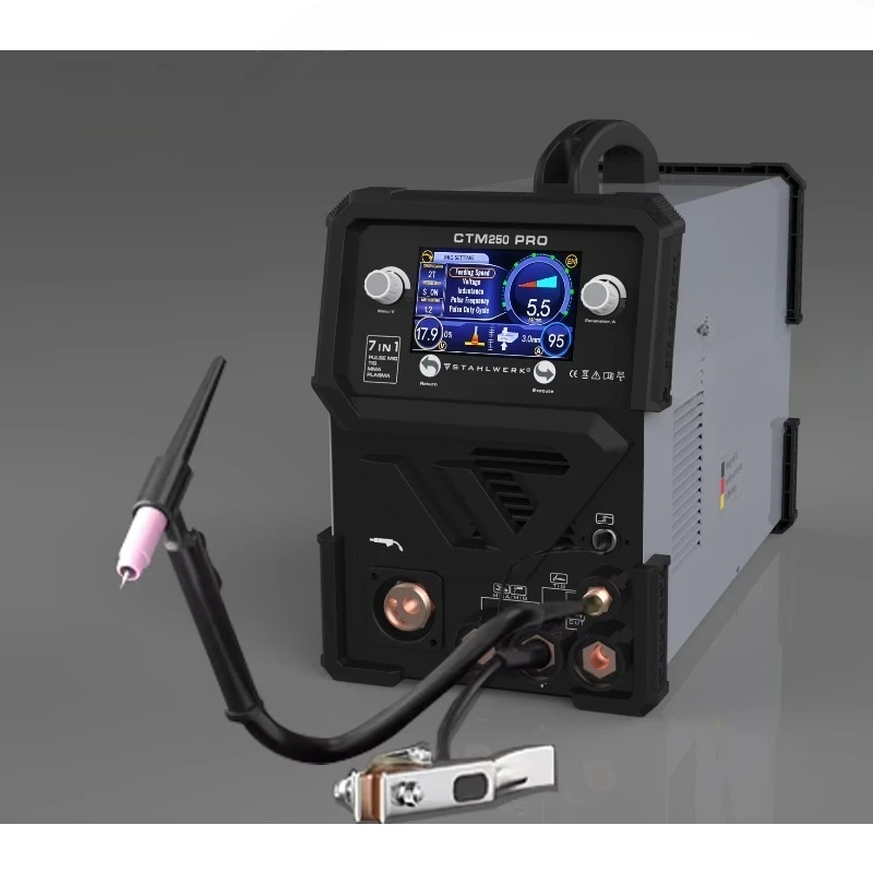 CTM250 Professional Inverter MIG Welding Machine with LCD Screen Semi-Automatic Double Pulse Lift TIG MMA Aluminum Welder