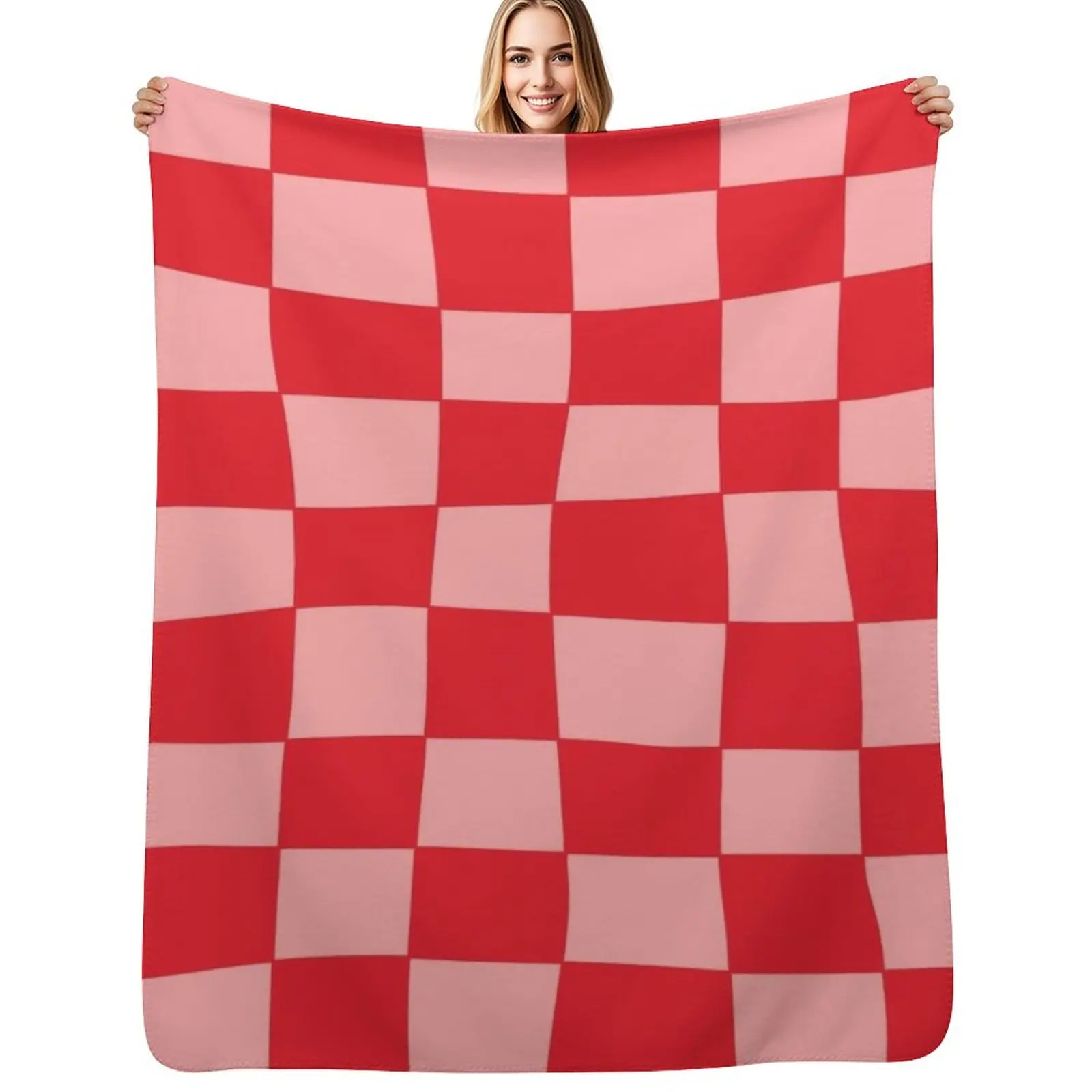 

Hand Drawn Checkerboard Pattern (red/pink) Throw Blanket Fade Resistant Durable Throw Blanket