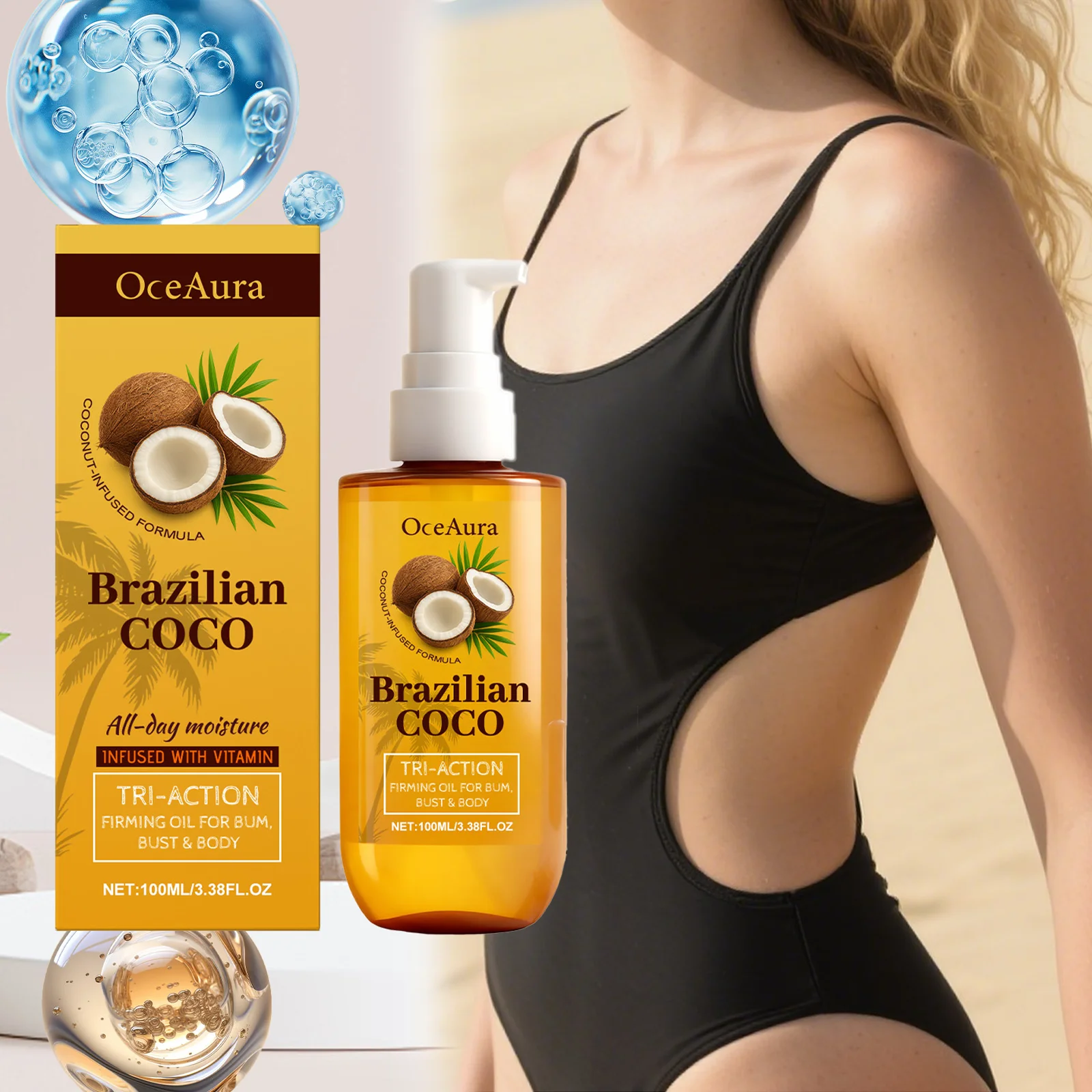 

Тропическое кокосовое масло для тела для укрепления и увлажнения Натуральный увлажняющий крем для сухой кожи Питательный уход за кожей с витамином Е для тела