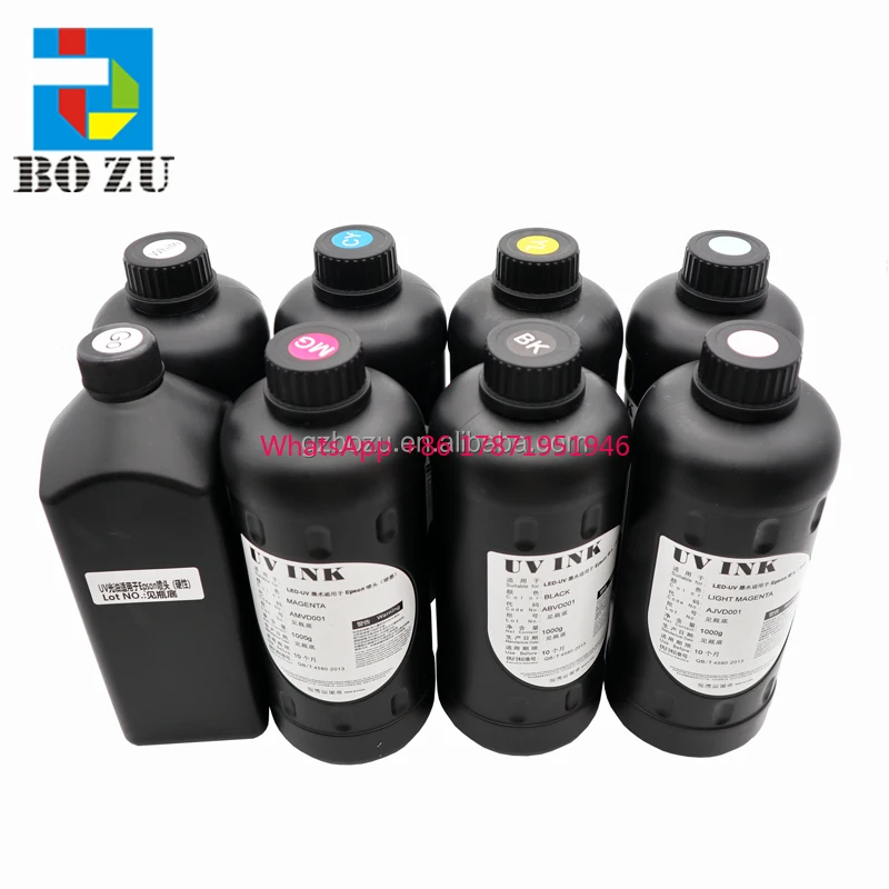 CMYKWVLCLM 1000ML i3200 LED UV Hard Ink For Epson UV Printer I3200 U1 XP600 TX800 DX5 DX7 Printhead Neutral UV Ink