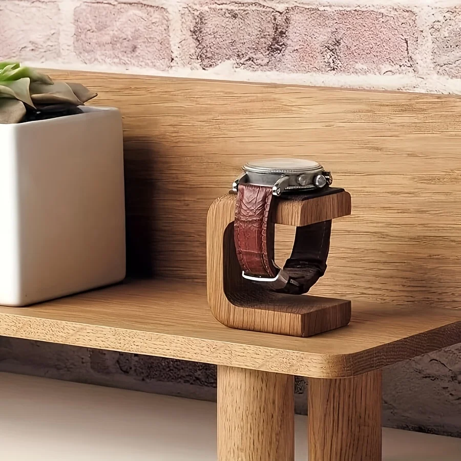 Handcrafted Watch Organizer Made of  Wood, Leather Lined, Scratch-Resistant & Durable, for Home & Office Watch Display