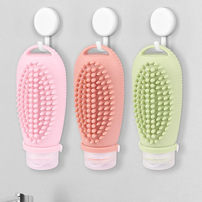 AB42-Silicone Travel Refillable Bottle Facial Cleansing Brush Portable Shampoo Bottles Lotion Cosmetics Containers