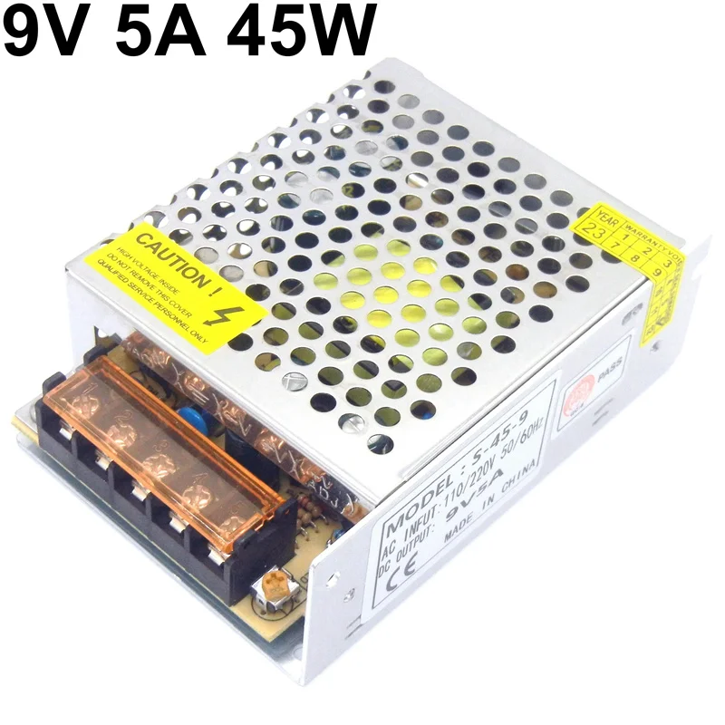 

Universal 9V 5A 45W Regulated Switching Power Supply Voltage Transformer 110V 220V AC To DC Power Source SMPS For CNC