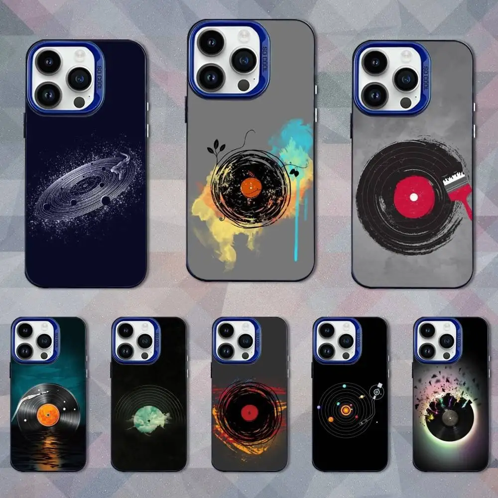 

DJ Art Vinyl Record Phone Case For iPhone 16,15,14,13,12,17,11,Mini,Pro,SE,XS,MAX Blue Matte Silicone Cover