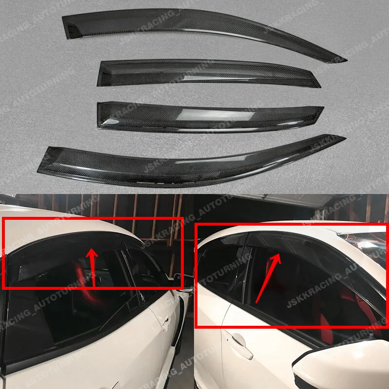 

For Honda Civic FK8 Carbon Fiber Side Window Rain Wind Deflector Trim Cover 2pcs