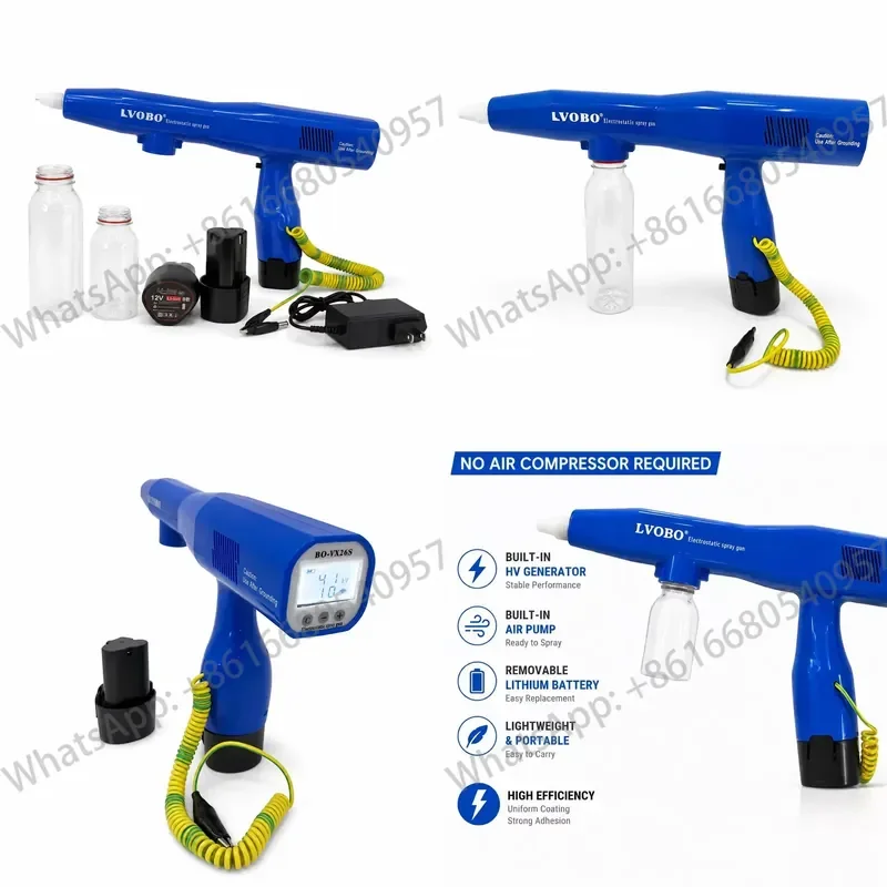 LVBO Portable Electrostatic Powder Coating with Removable Lithium Battery for Touch-Up, Sampling and Color Change