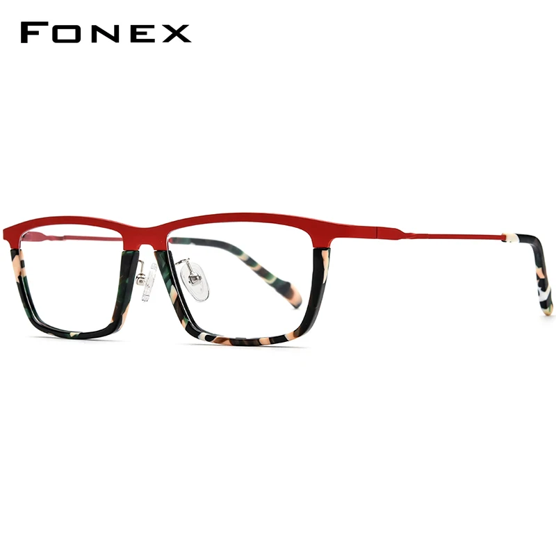 FONEX Acetate Titanium Glasses Frame Men Fashion Brand Design Square Eyeglasses Women Spectacles High Quality Eyewear 85792