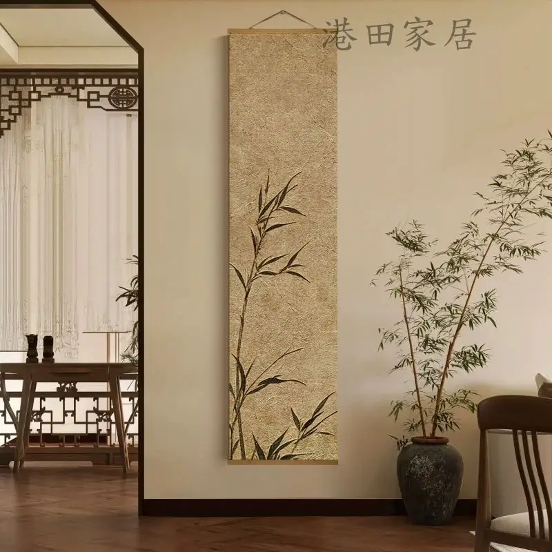 Tapisserie verticale japonaise en bambou Zen, transparente, élégante, brise, défilement, Art mural pour salon de thé, salon, étude, maison, toile de décoration murale