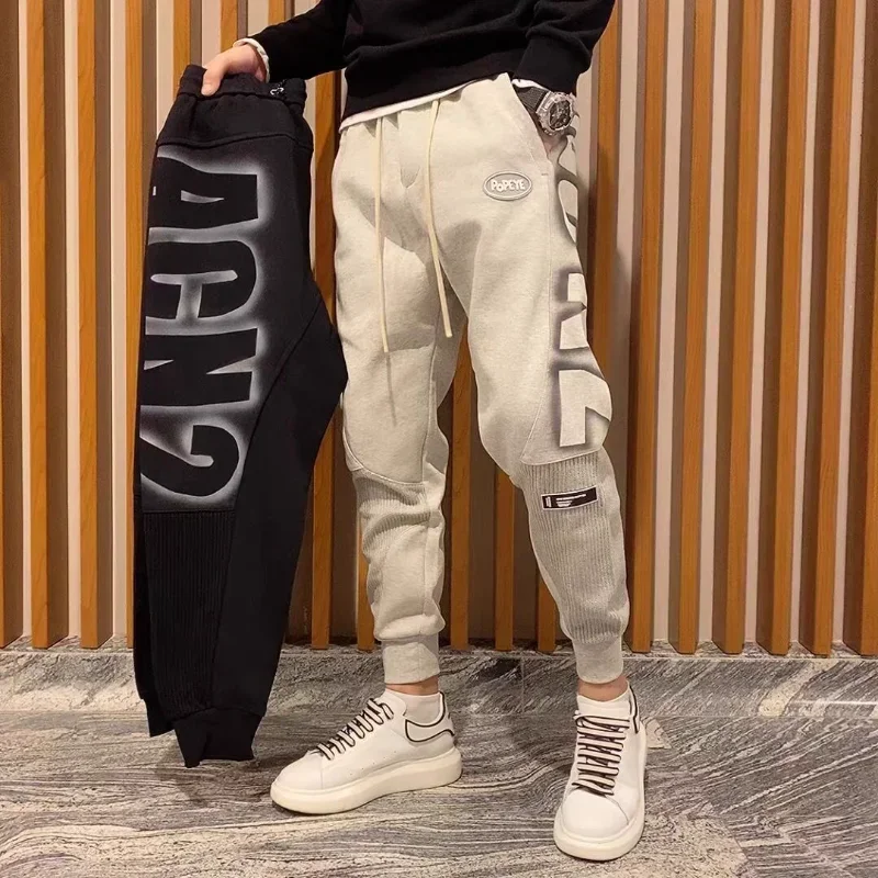 Trousers Jogger Track Grey Print Man Sweat Pants Athletic Sport Men\'s Sweatpants New Items In Fashion Harajuku Korean Style Y2k