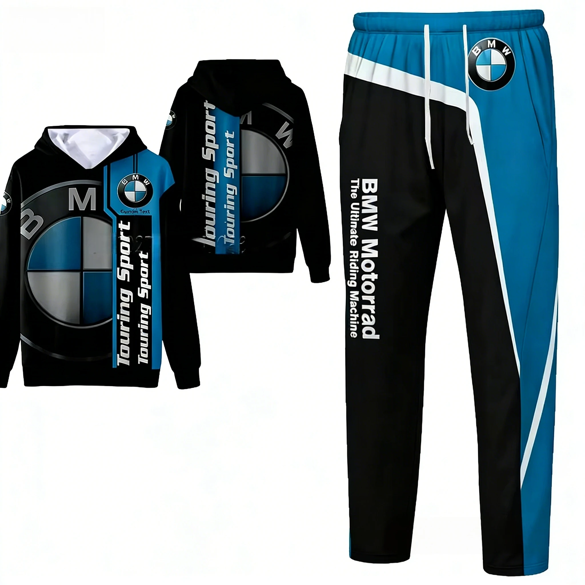 

Осень-зима, новые толстовки BMW + длинные брюки, костюмы для мужчин и женщин, гоночные спортивные комплекты с длинными брюками, мотоциклетный комплект с капюшоном, новогодние подарки