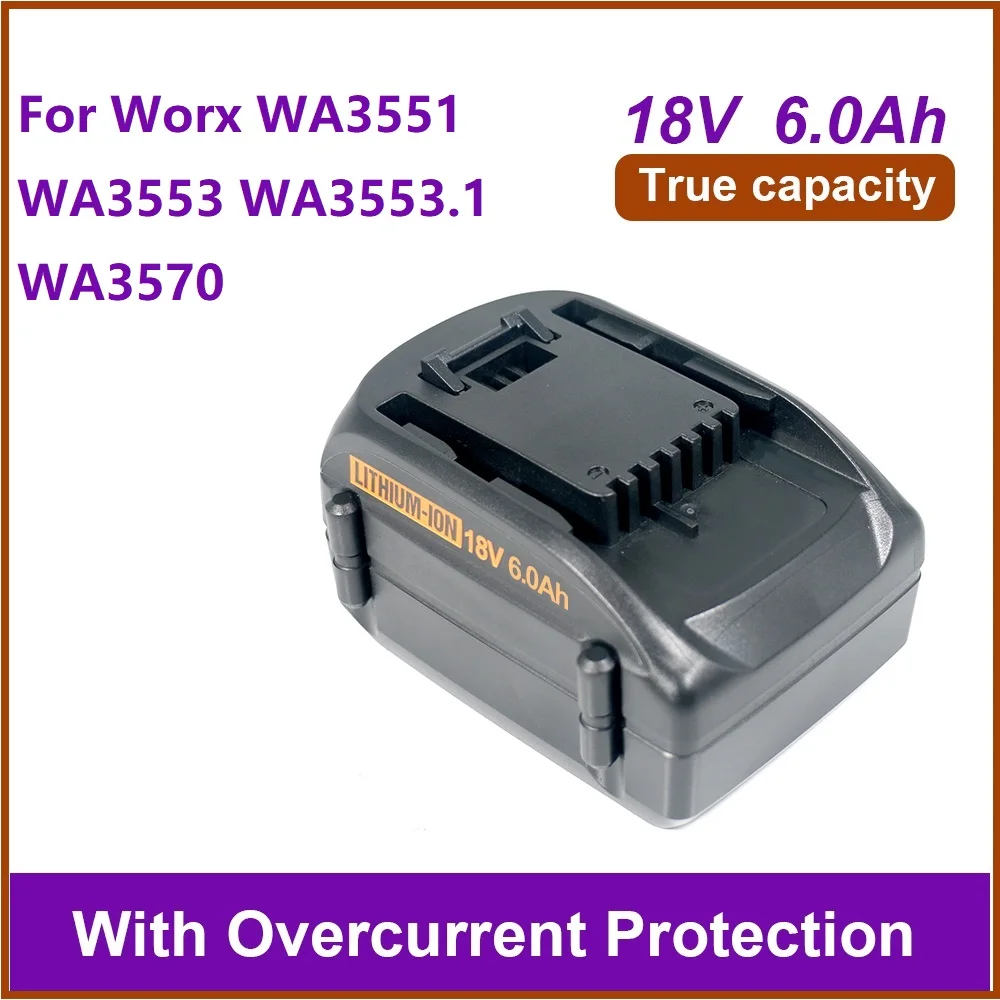 

Для электрических и садовых инструментов WORX, 20 В, 18 В, 1500 мАч, 5 Ач, 6 Ач, литиевая аккумуляторная батарея для Worx WA3551 WA3553 WA3553.1 WA3570