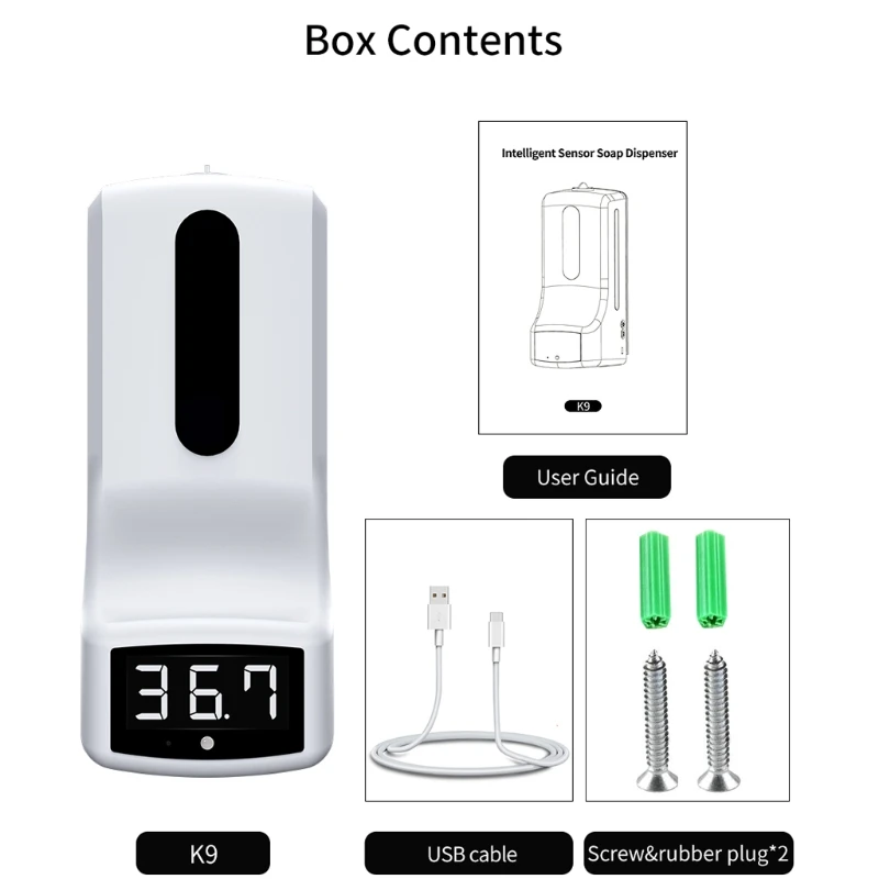 ipiip 2 in 1 Automatic Hand Soap Dispenser & Thermometer for for Supermarket